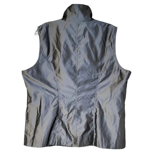 Chico's Zip-Up Ruched Vest Jacket Sleeveless Silver Gray Size Large - Picture 2 of 6